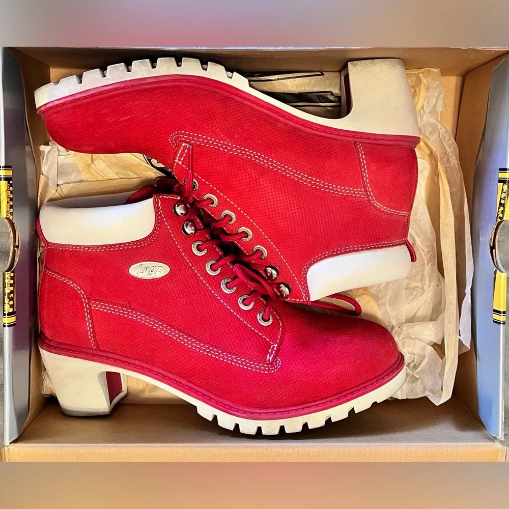 LUGS WOMEN’S Red Leather “DIVA” boot, size 8.5M, EUC - Picture 1 of 16